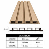 Panou WPC riflat bej, de exterior 2900*220*26mm