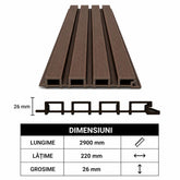 Panou WPC riflat nuc, de exterior 2900*220*26mm