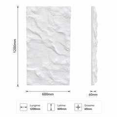 Panou decorativ 3D Stone-Rock 1200x600x60 mm Alb