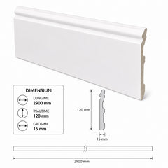 PLINTA DECORATIVA DIN POLIMER DUR 2900x120x15mm