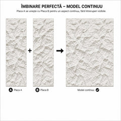 Panou decorativ 3D Stone-Rock Alb 2900x600x50mm