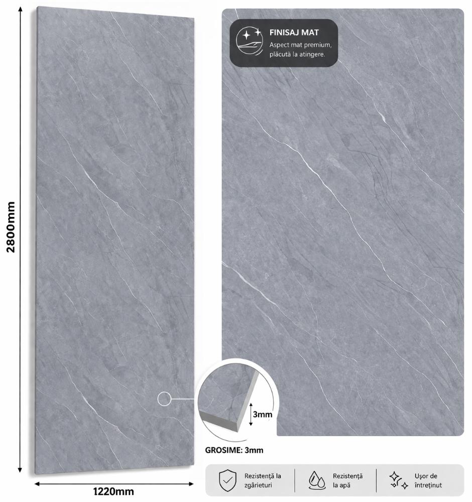 Panou SPC marble style GRI MAT 2800x1220x3mm