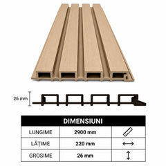 Panou WPC riflat bej, de exterior 2900*220*26mm