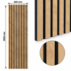 RIFLAJ TIP PANOU ACUSTIC STEJAR DESCHIS DIN MDF – 2800 × 600 mm