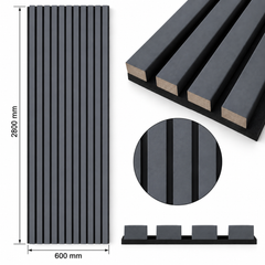 RIFLAJ TIP PANOU ACUSTIC ANTRACIT DIN MDF 2800 × 600 mm – grosime 18 mm / 22 mm