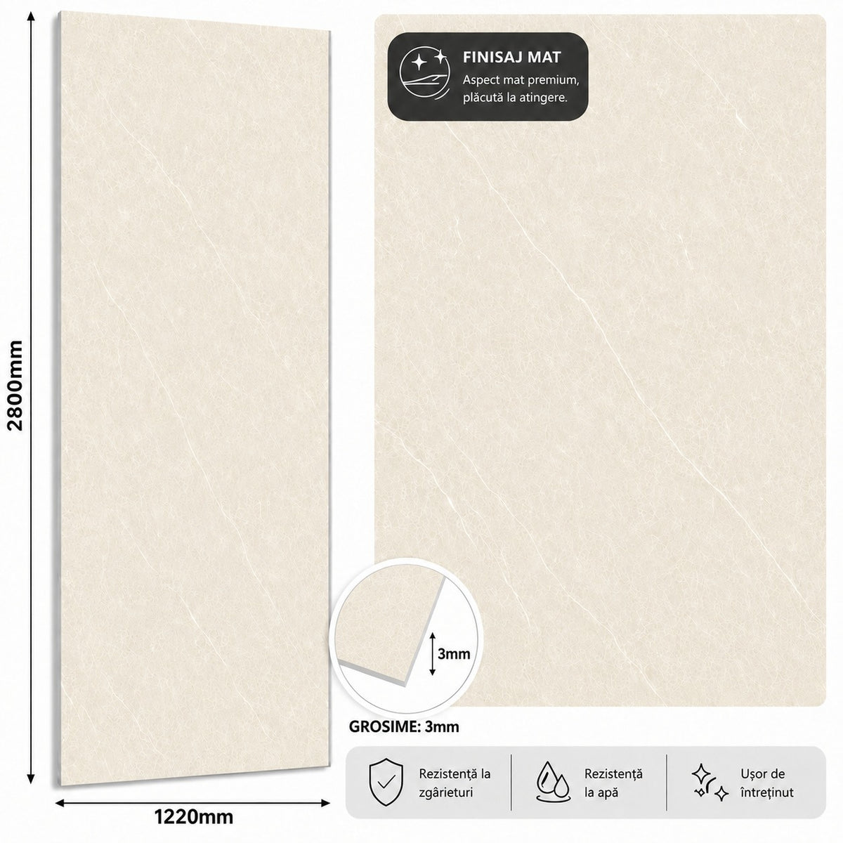 Panou SPC marble style IVORY 2800x1220x3mm